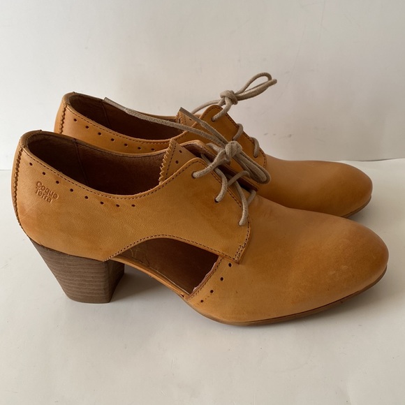NWOT Anthropology X Coque Terra Leather Oxford Block Heel-Ocher yellow EU38-US 7 - Picture 2 of 15